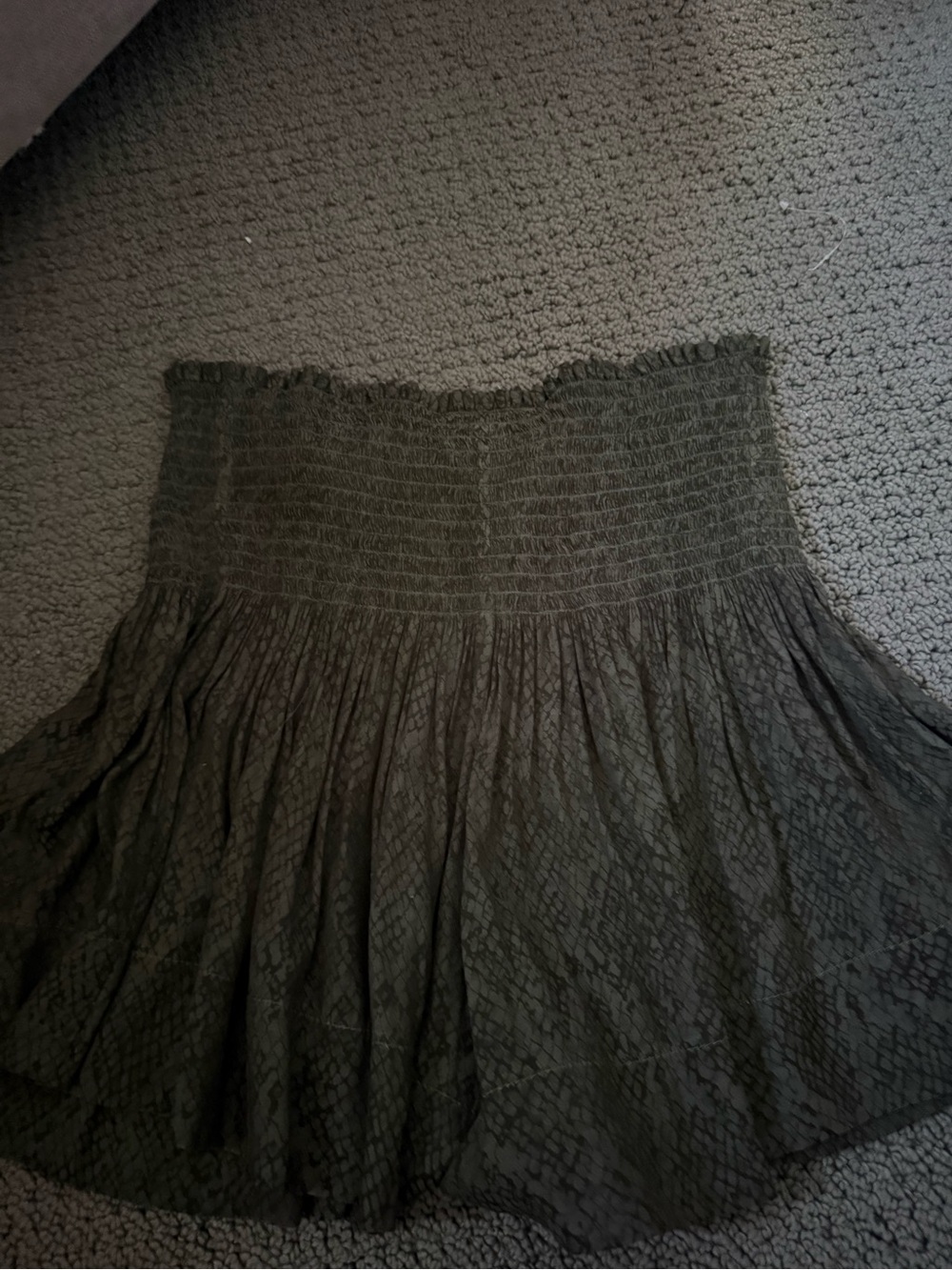 Smocked Waist Flared Skort in Dark Olive